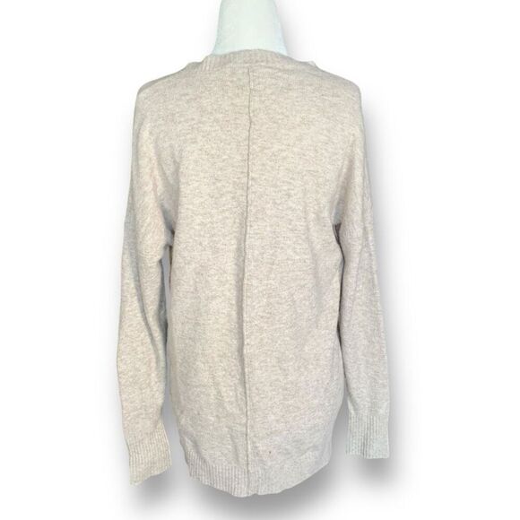 Express Sweater Heather Oatmeal Beige V-Neck Neutral Knit Pullover Wool Blend XS - Picture 5 of 11